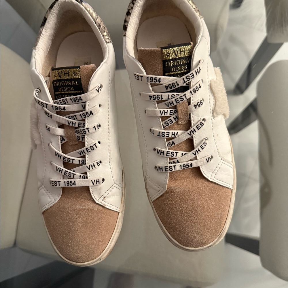 VH White and Tan Sneakers